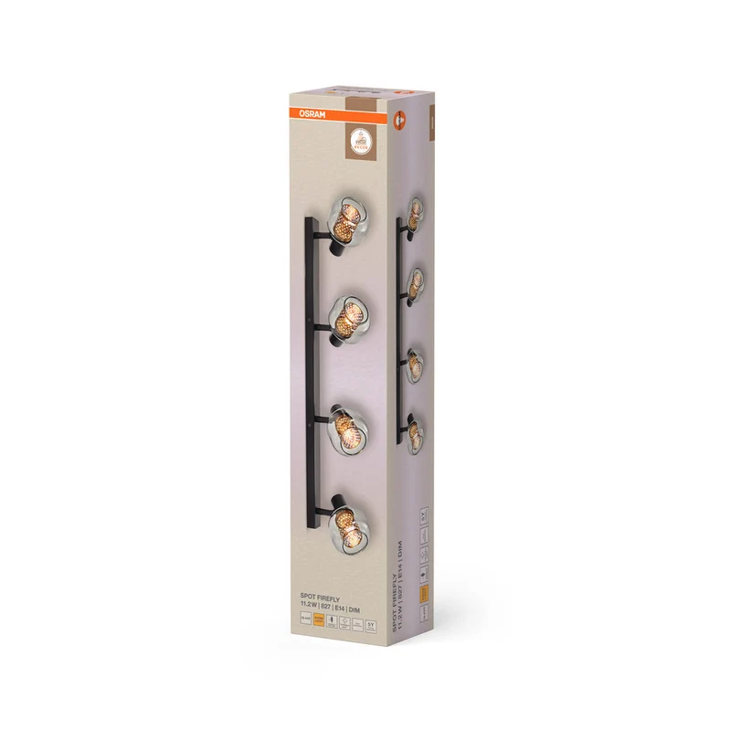OSRAM DECOR Spot Firefly lampada da soffitto, lampada OSRAM inclusa, nero, 4 x 2.8W, E14