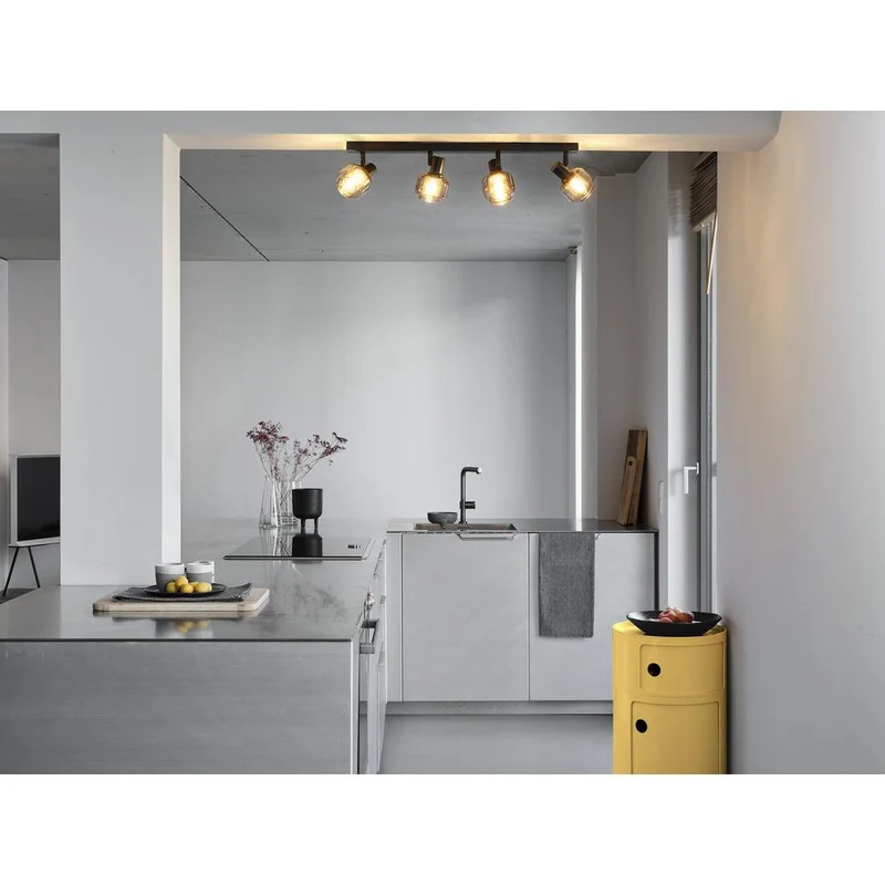 OSRAM DECOR Spot Firefly lampada da soffitto, lampada OSRAM inclusa, nero, 4 x 2.8W, E14