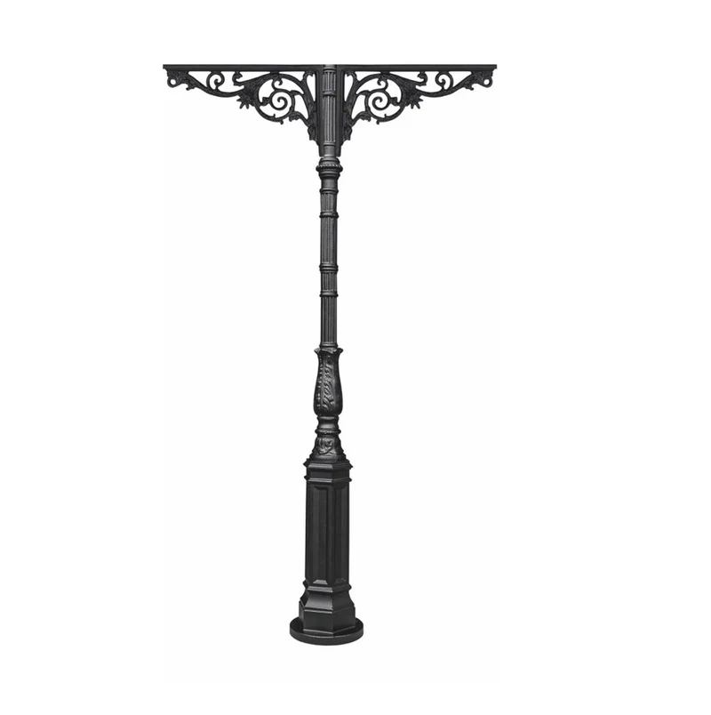 Casa Padrino Gusseisen Säule Schwarz 134,5 x H. 270 cm - Prunkvolle Gartensäule mit zwei Akanthus Auslegern - Garten & Terrassen Deko