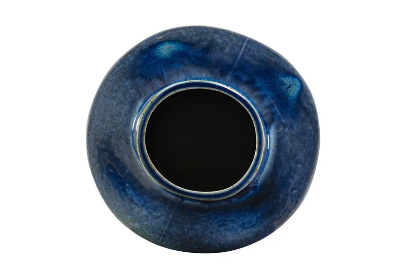 Casa Padrino Luxus Vase Blau Ø 23,5 x H. 41,5 cm - Hohe runde Vase aus feinem Porzellan in kräftigem Blau - Luxus Deko Accessoires