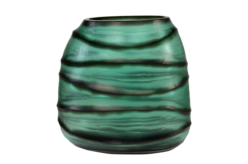 Casa Padrino Luxus Kerzenhalter Türkis / Grau 26 x 19,5 x H. 24 cm - Windlicht aus massivem Farbglas in Aqua und Grau, auch als Vase verwendbar - Luxus Deko Accessoires
