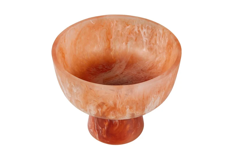 Casa Padrino Luxus Schale Beige / Weinrot Ø 25,5 x H. 22 cm - Große Deko Schale aus transluzentem Kunstharz in Rubinrot und Creme - Luxus Deko Accessoires