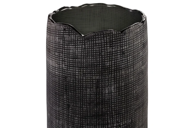 Casa Padrino Luxus Vase Grau Ø 26,5 x H. 53 cm - Hohe Deko Vase aus massivem Farbglas in dunklem Grau - Luxus Deko Accessoires