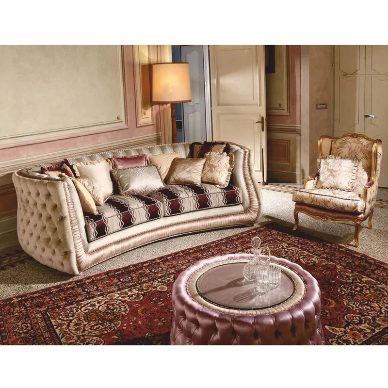 Casa Padrino Luxus Barock 2er Sofa Creme / Gold / Bordeauxrot 220 cm - Barock Hotel & Wohnzimmer Möbel - Made in Italy