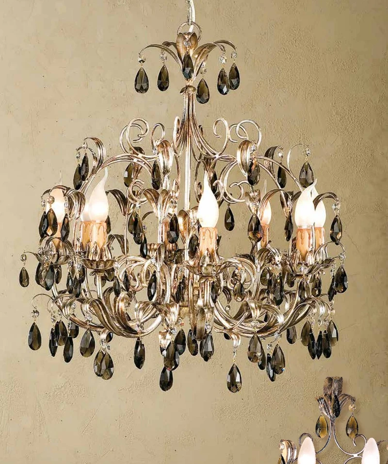 Casa Padrino Barock Kronleuchter Ø 60 x H. 65 cm 8-flammig - Handgefertigte Leuchte aus Italien - Barock Leuchten