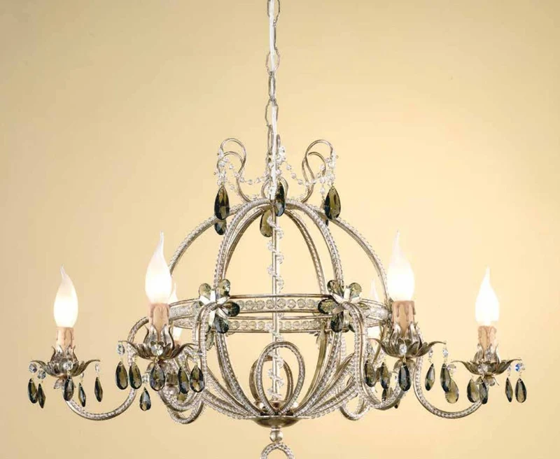 Casa Padrino Barock Kronleuchter Ø 70 x H. 50 cm 6-flammig - Handgefertigte Leuchte aus Italien - Barock Leuchten