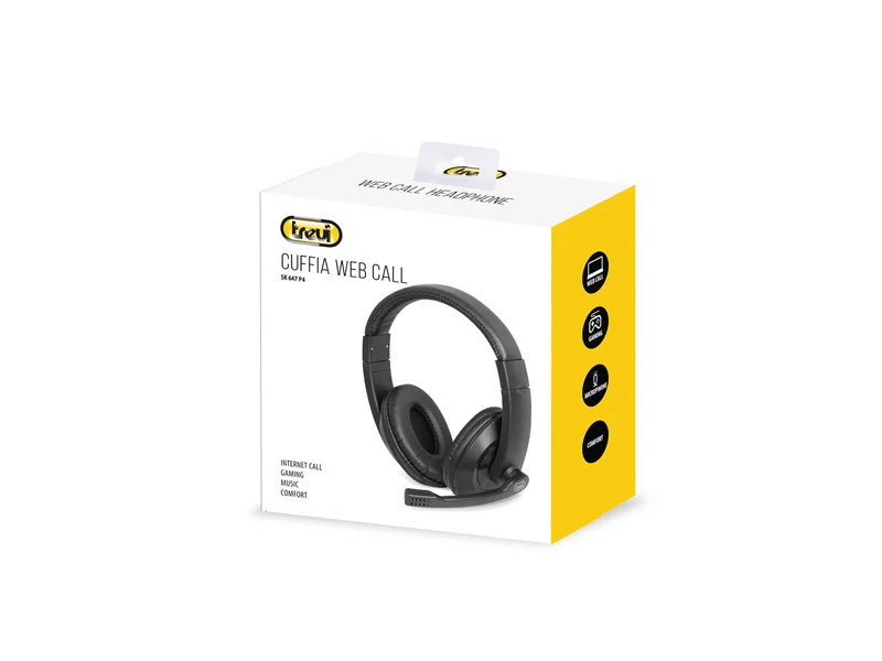 Trevi cuffie con microfono per videochiamate, cuffie da gaming e web call per pc, tablet, computer con cavo jack