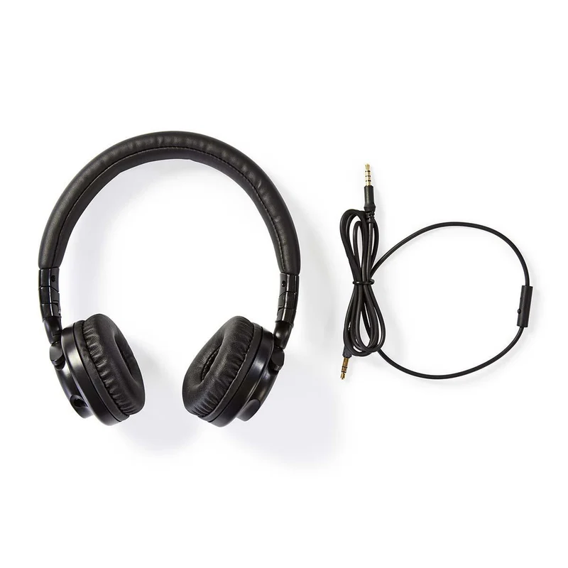 Nedis Cuffie cablate, cuffie a padiglione aperto, pieghevole, cavo rimovibile da 1,2 m, nero