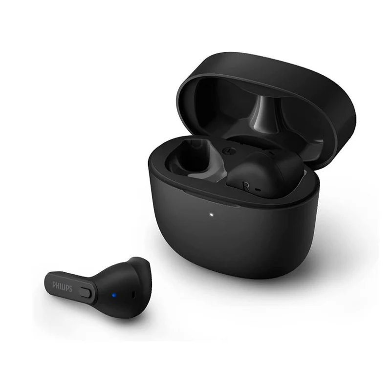 Philips Auricolari Wireless in Ear, Custodia di Ricarica Sottile, Resistenti all'Acqua, Bluetooth, 18 ore Riproduzione, Microfono integrato Nero