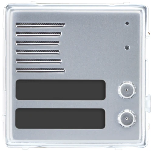 URMET 1148/22 - Sinthesi S2, modulo in alluminio per posto esterno, con 2 pulsanti, acciaio lucido