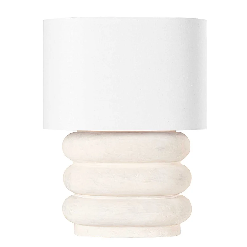Ewing - Lampe à poser en céramique et lin, style japandi