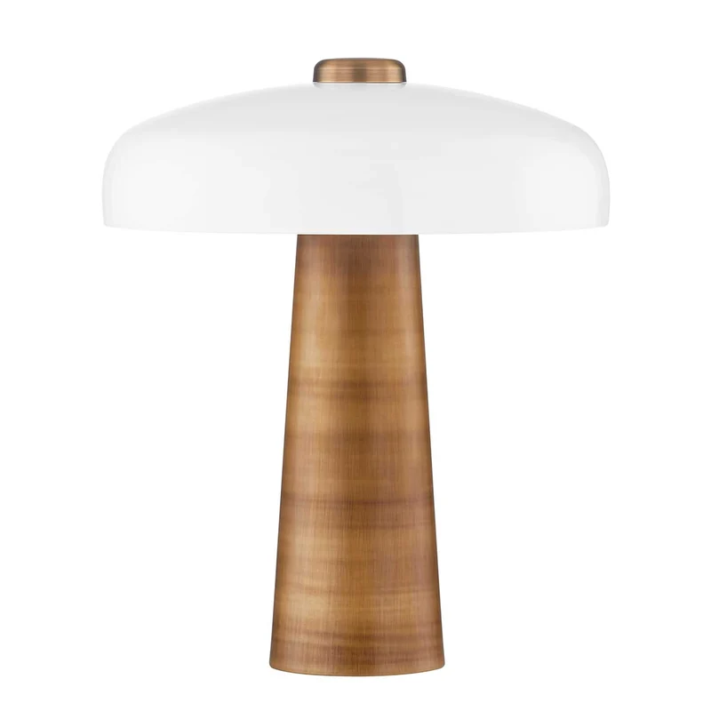 Lush - Lampe à poser en laiton patiné et verre blanc, style Art déco