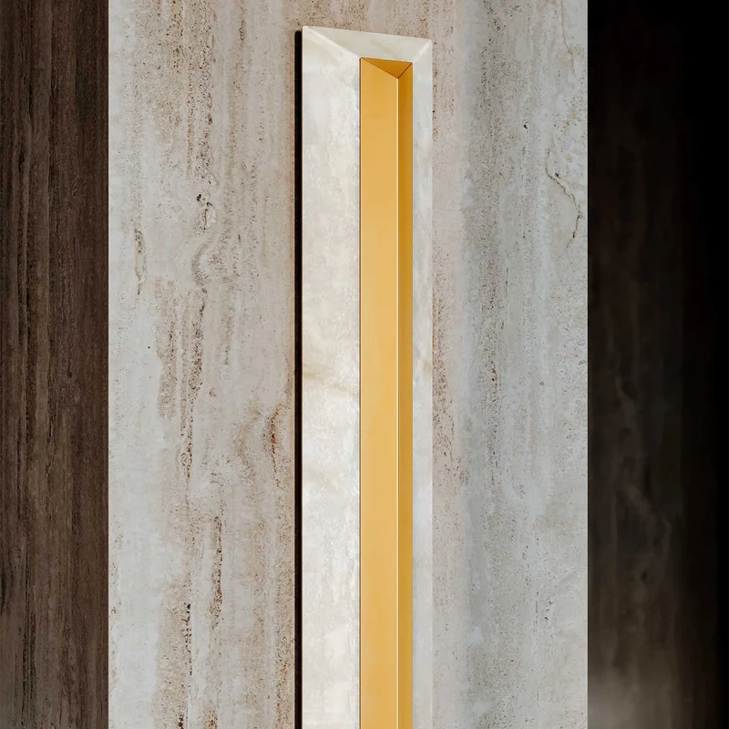 Perth - Applique murale LED en marbre et laiton, style art déco, H 69 cm