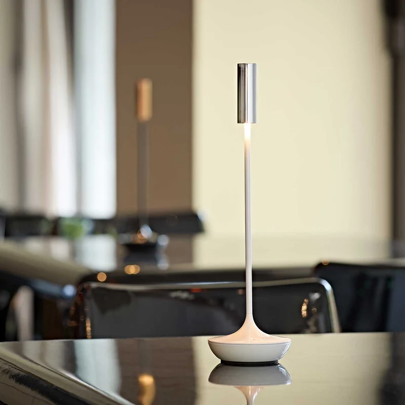 Nucandle - Lampe à poser LED sans fil IP54 en acier, style minimaliste