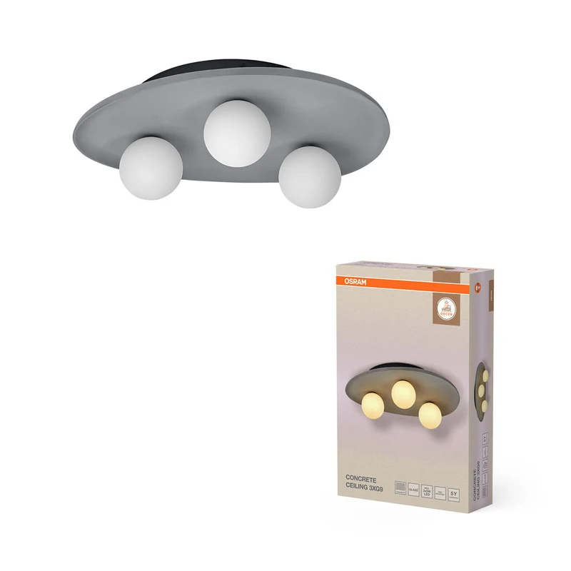 OSRAM DECOR Concrete Nest lampada da soffitto grigia, 3 fiamme, G9