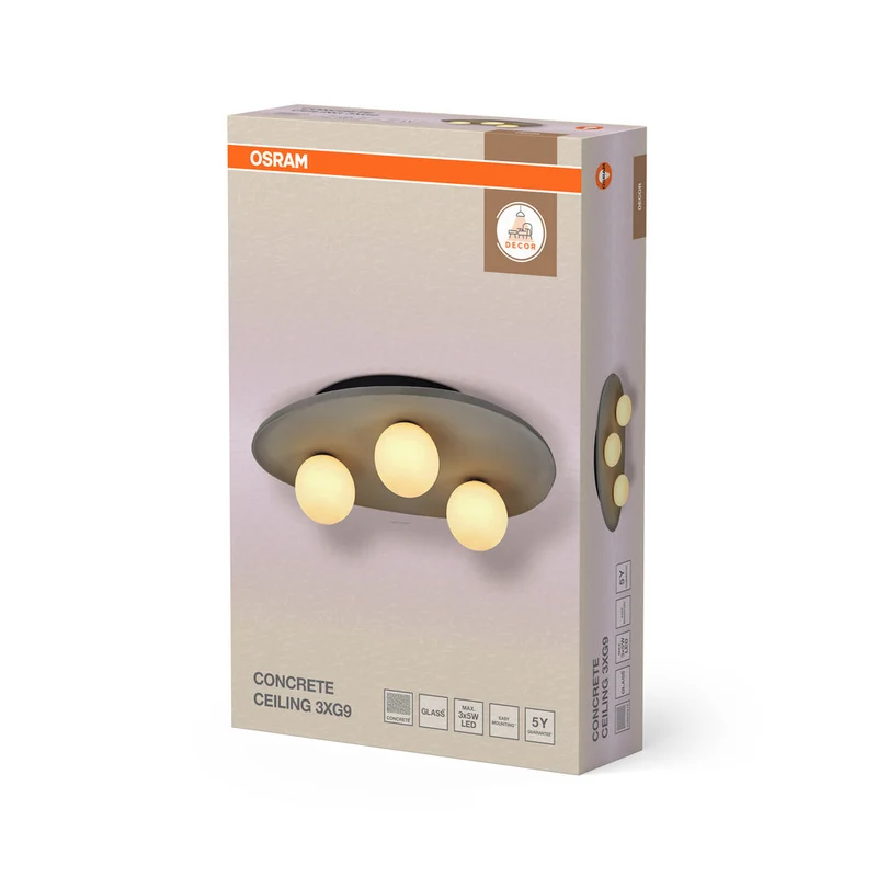 OSRAM DECOR Concrete Nest lampada da soffitto grigia, 3 fiamme, G9