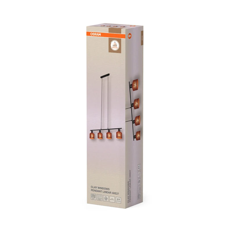 OSRAM DECOR Lampada a sospensione in argilla per finestre LN 4xE27 Marrone