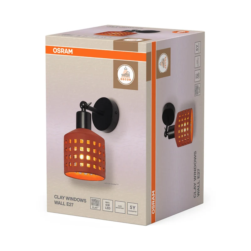 OSRAM DECOR Clay Windows lampada da parete marrone, E27