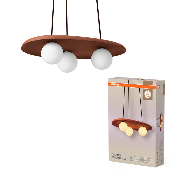 OSRAM DECOR Lampada a sospensione Nido di Argilla 3xG9 Marrone
