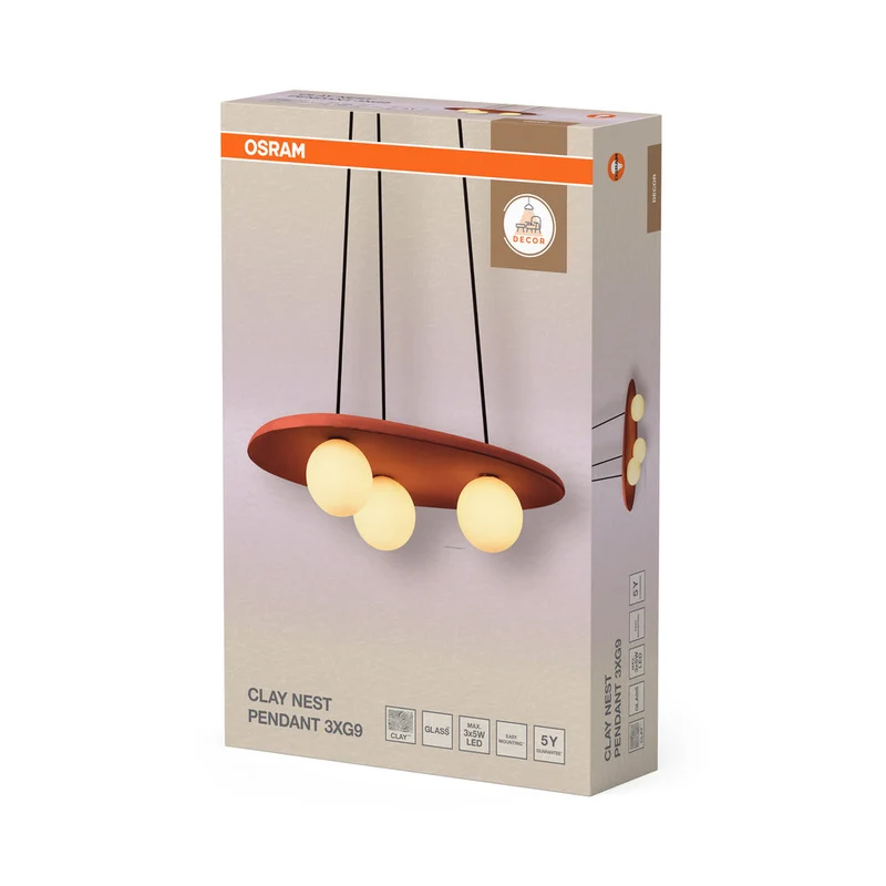 OSRAM DECOR Lampada a sospensione Nido di Argilla 3xG9 Marrone