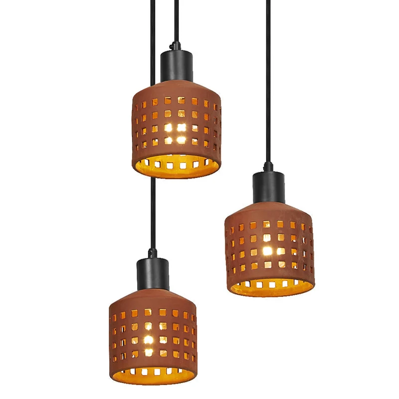 OSRAM DECOR Lampada a sospensione in argilla per finestre, marrone, 3 fiamme, E27