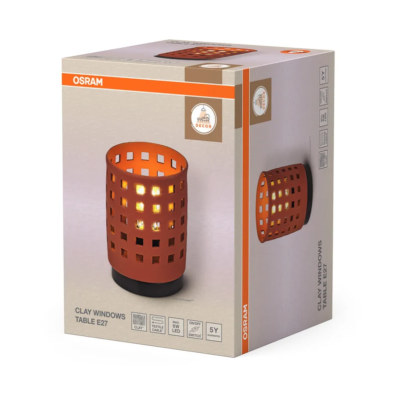 OSRAM DECOR Lampada da tavolo in argilla per finestre 1xE27 Marrone
