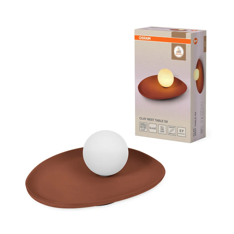 OSRAM DECOR Nido di Argilla Lampada da Tavolo 1xG9 Marrone