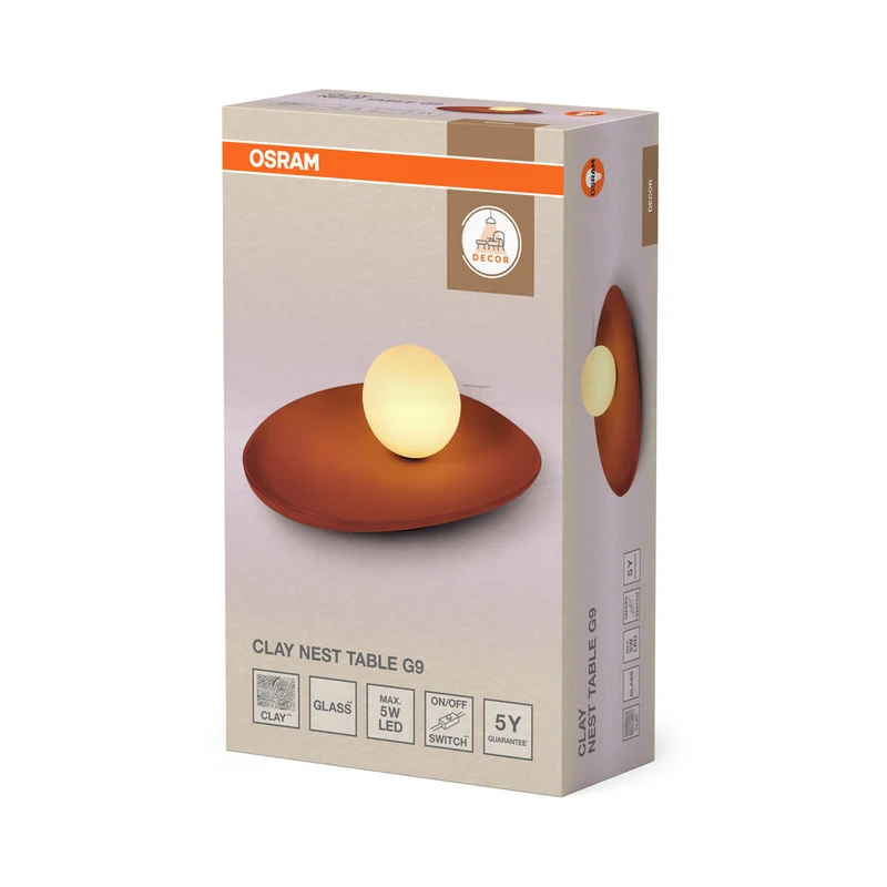OSRAM DECOR Nido di Argilla Lampada da Tavolo 1xG9 Marrone