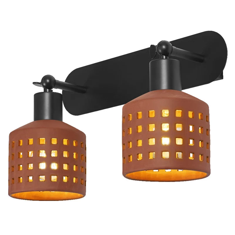 OSRAM DECOR Finestra in argilla Lampada da parete marrone, 2 fiamme, E27