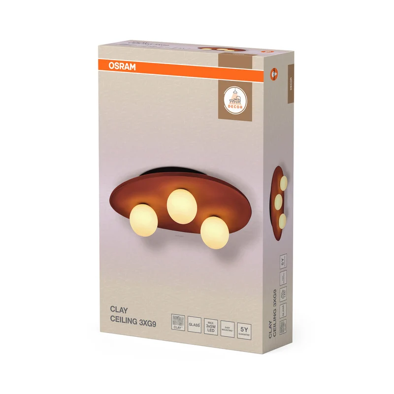 OSRAM DECOR Nido di Argilla Lampada da Soffitto 3xG9 Marrone