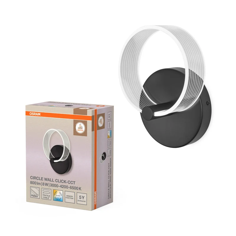 OSRAM DECOR Circle Applique da Parete 8W Click CCT Nero
