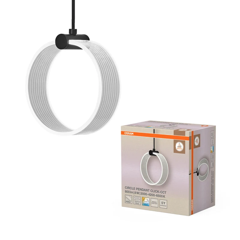 OSRAM DECOR Lampada a sospensione Circle, 3 pendenti, 8W, Click CCT Nero
