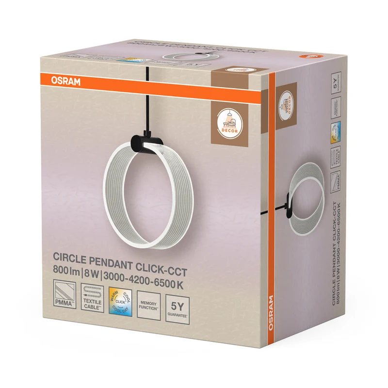 OSRAM DECOR Lampada a sospensione Circle, 3 pendenti, 8W, Click CCT Nero
