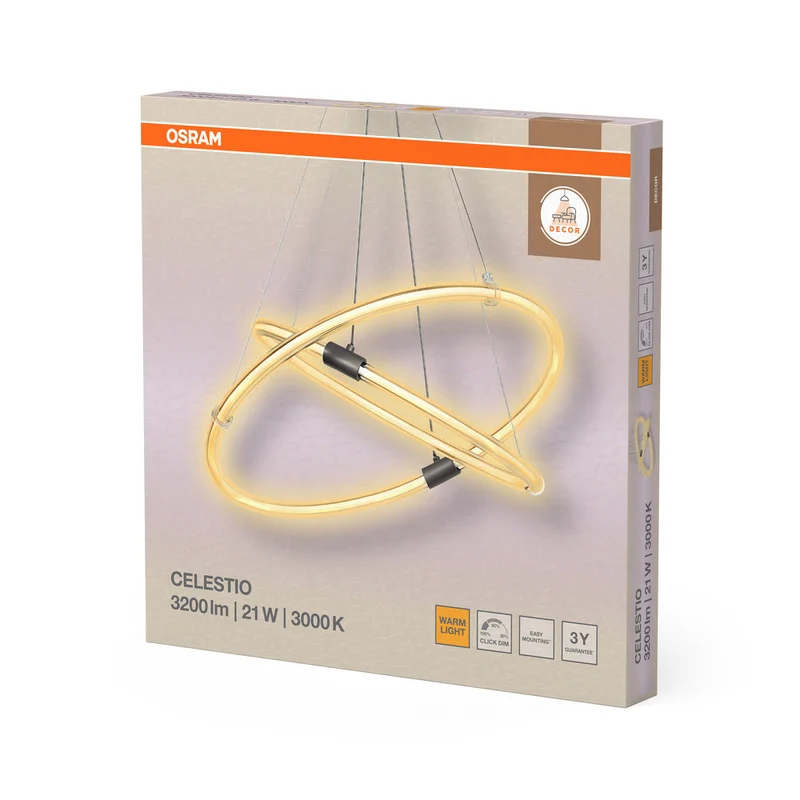 OSRAM DECOR Celestio lampada a sospensione, 21W, 3000K, 2400lm, bianco caldo, dimmerabile con click