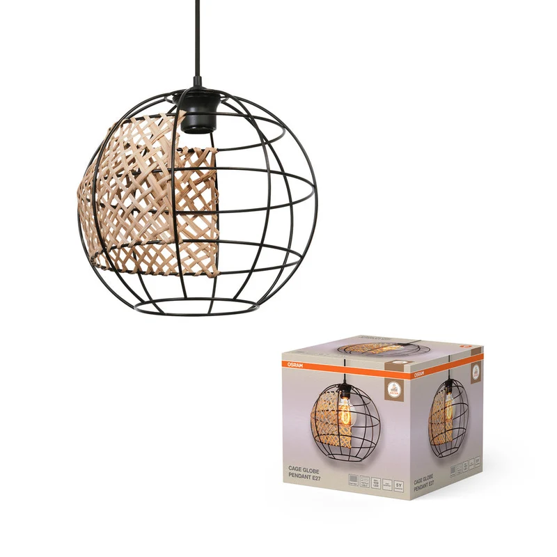 OSRAM DECOR Lampada a sospensione con gabbia a globo, nero/marrone, E27
