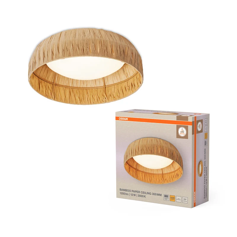 OSRAM DECOR Lampada a soffitto in carta di bambù marrone, 300mm, 12W