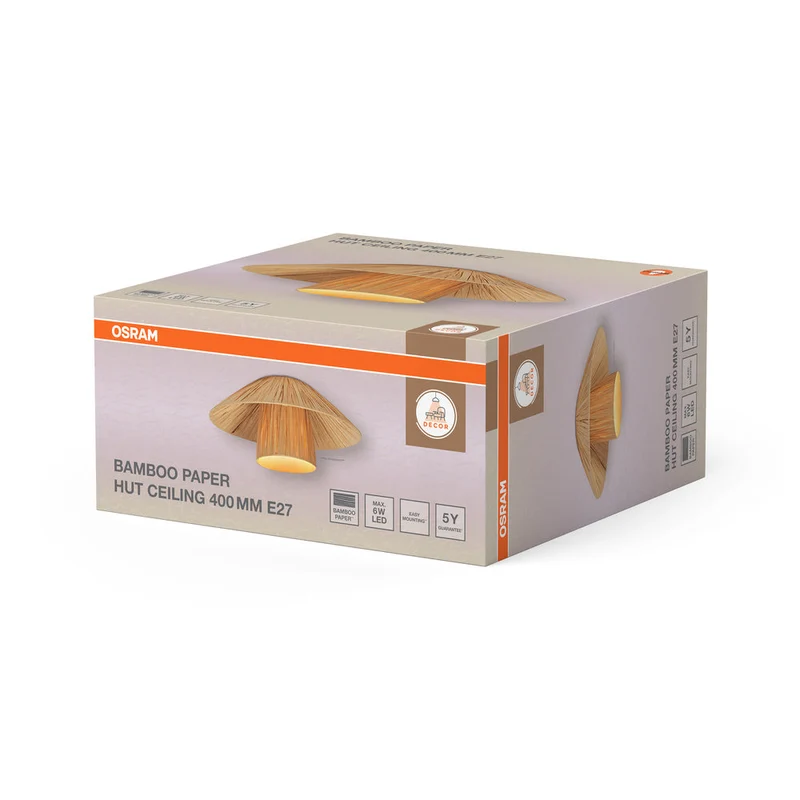 OSRAM DECOR Capanna di Carta di Bambù Lampada da Soffitto Marrone, 400mm, E27