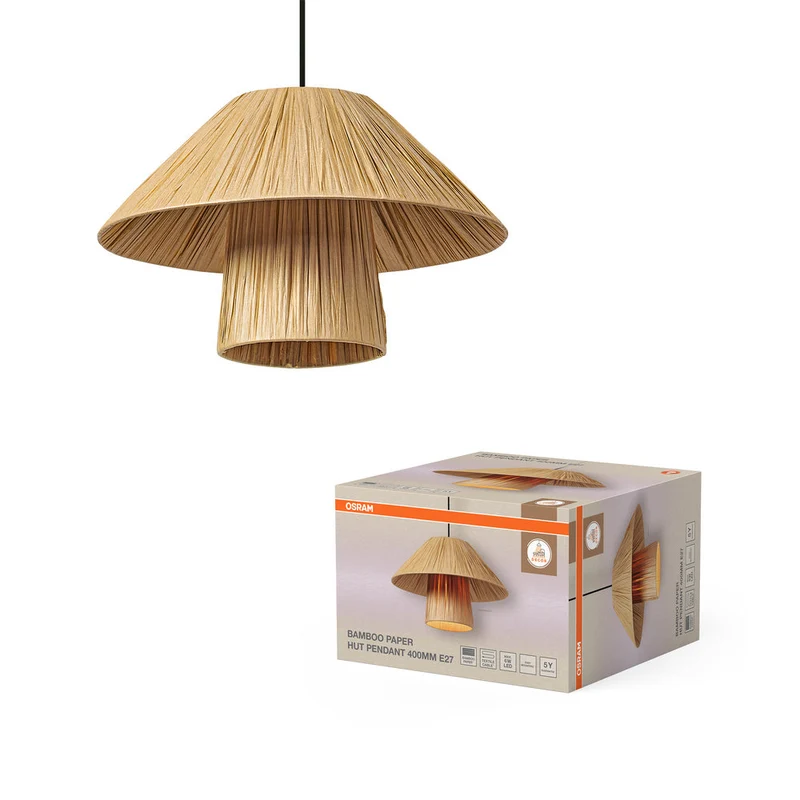 OSRAM DECOR Bamboo Carta Capanna Lampadario Lampada a sospensione 400 E27 Marrone