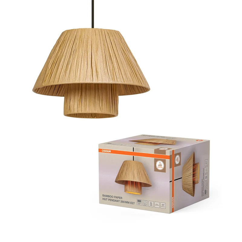 OSRAM DECOR Lampada a sospensione in carta di bambù marrone, 280mm, E27