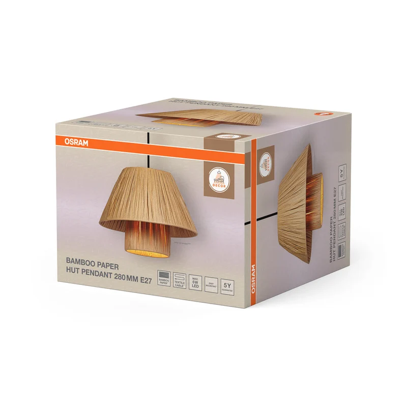 OSRAM DECOR Lampada a sospensione in carta di bambù marrone, 280mm, E27