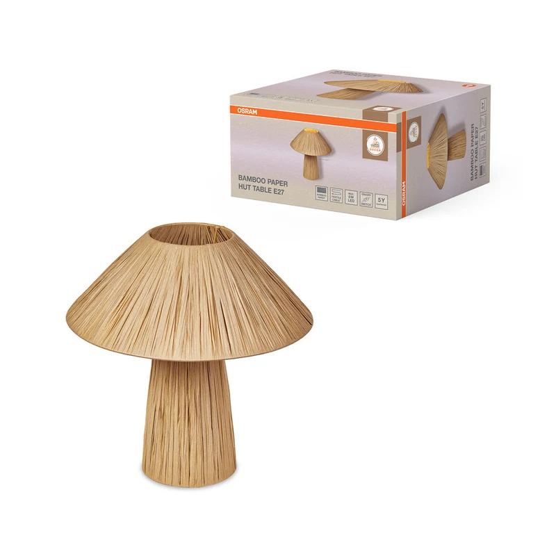 OSRAM DECOR Capanna di Carta di Bambù Lampada da Tavolo 1xE27 Marrone