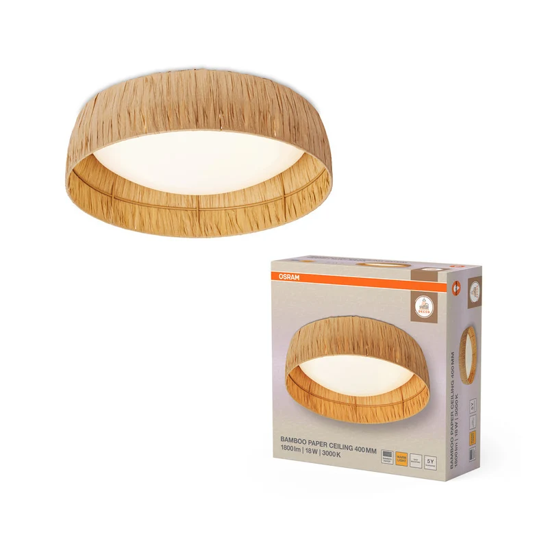 OSRAM DECOR Lampada a soffitto in carta di bambù marrone, 400mm, 18W