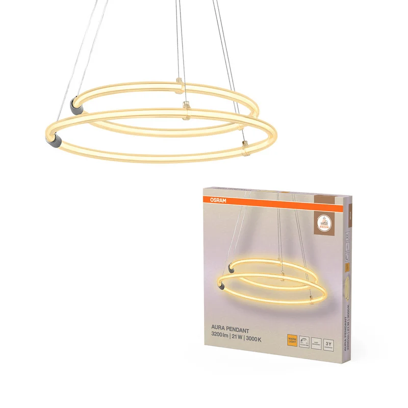 OSRAM DECOR Aura lampada a sospensione a 2 pezzi, 3000K, 21W, 2400lm, Click DIM