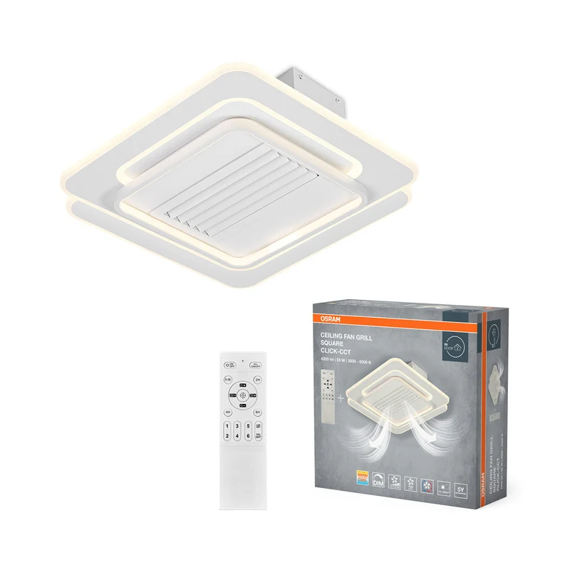 Ventilatore da soffitto LED OSRAM Square 55W CCT Bianco 3000K-6500K