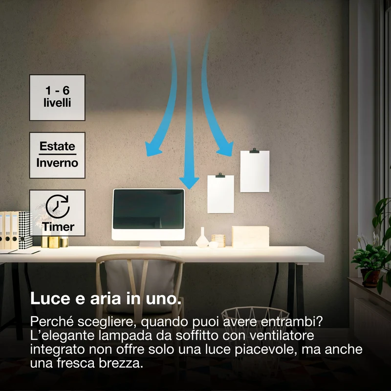 Ventilatore da soffitto LED OSRAM Square 55W CCT Bianco 3000K-6500K