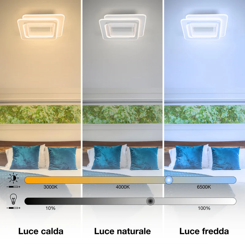 Ventilatore da soffitto LED OSRAM Square 55W CCT Bianco 3000K-6500K