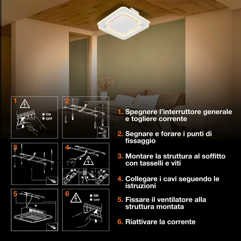 Ventilatore da soffitto LED OSRAM Square 55W CCT Bianco 3000K-6500K