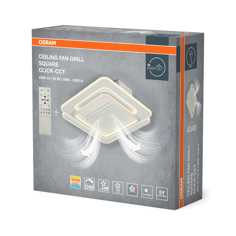 Ventilatore da soffitto LED OSRAM Square 55W CCT Bianco 3000K-6500K