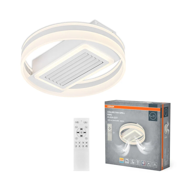 Ventilatore da soffitto LED OSRAM Ring 55W CCT Bianco 3000K-6500K