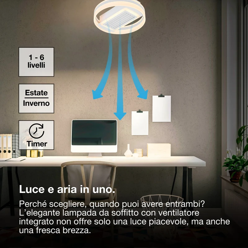 Ventilatore da soffitto LED OSRAM Ring 55W CCT Bianco 3000K-6500K